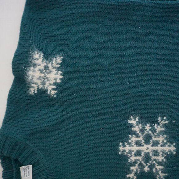 Ceau Mar Teal Wool Angora Snowflake Knit Sweater Cabincore Retro Aesthetic XL - Picture 9 of 10